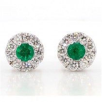 E1273 Diamond and Emerald Halo Earrings